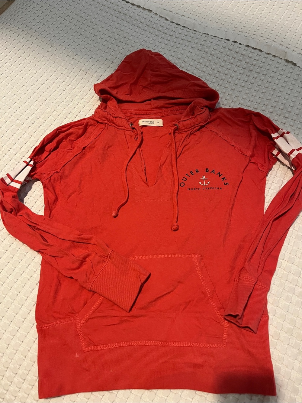 Outer Banks Red Hooded Long-Sleeve Pullover Shirt
